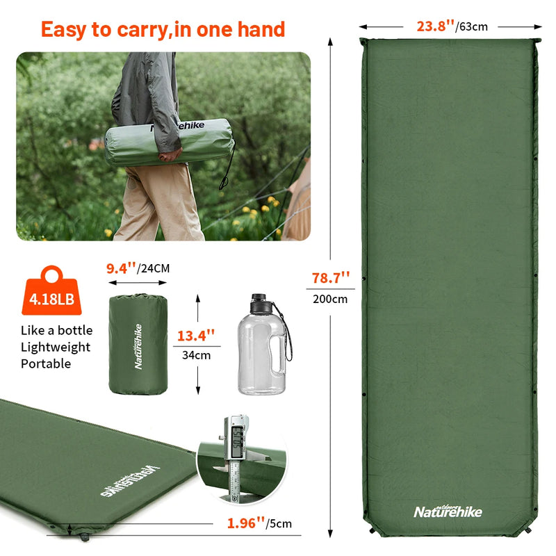 Naturehike D03 Self-Inflating Camping Mattress – 5CM Thick Lightweight Sleeping Mat