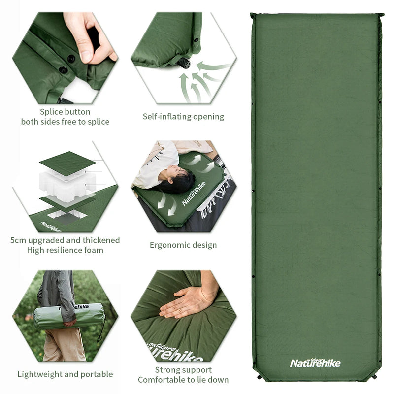 Naturehike D03 Self-Inflating Camping Mattress – 5CM Thick Lightweight Sleeping Mat