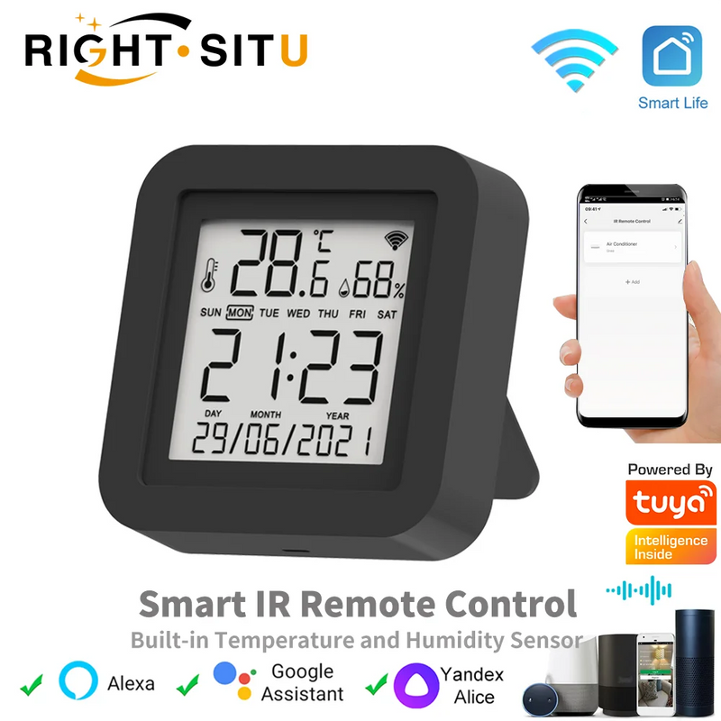 Tuya Smart WiFi Universal IR Remote, Temperature & Humidity Sensor, Alexa & Google Home Compatible