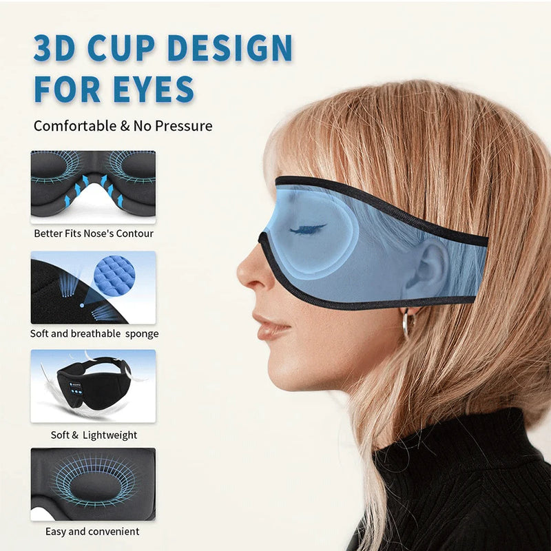 Mask For Sleep Headphones Bluetooth 3D Eye Mask Music Sleeping Headphones with Built-in HD Speaker