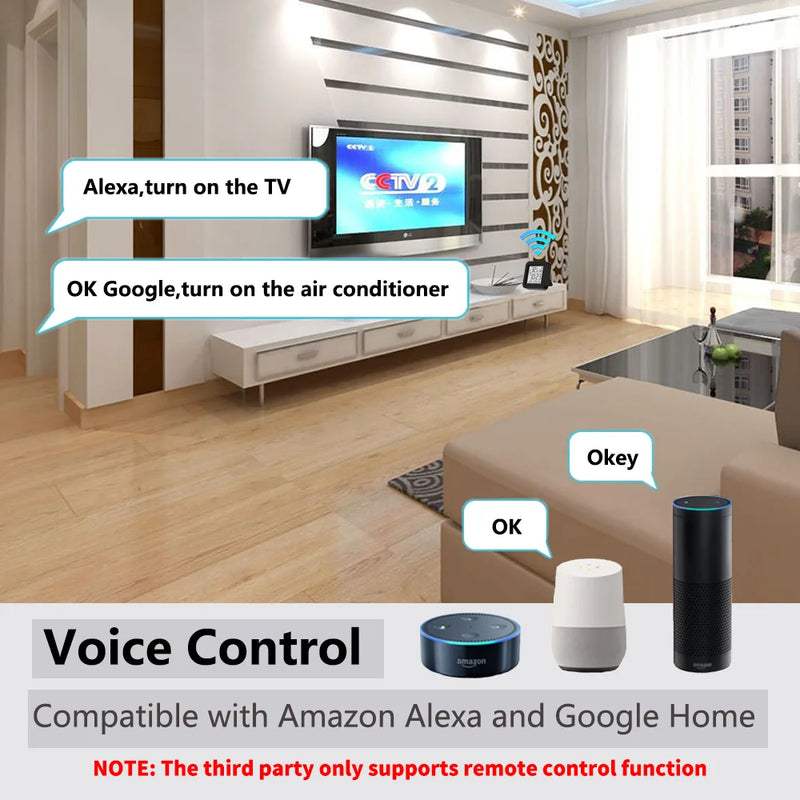 Tuya Smart WiFi Universal IR Remote, Temperature & Humidity Sensor, Alexa & Google Home Compatible