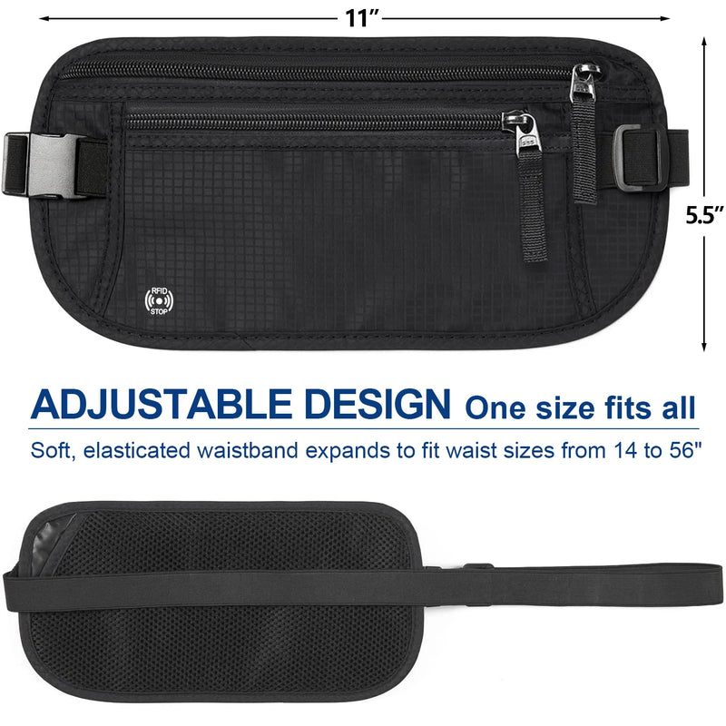 Slim Travel Money Belt with RFID Blocking – Passport Holder for Cash, Credit Cards, and Documents