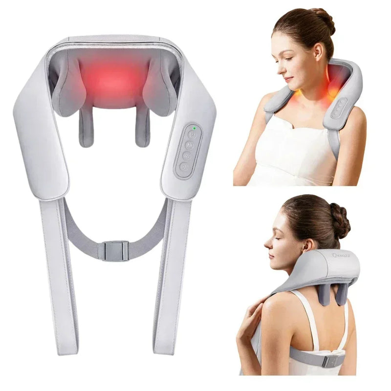 Portable Mini Shiatsu Neck & Trapezius Muscle Massager with Heat shawl