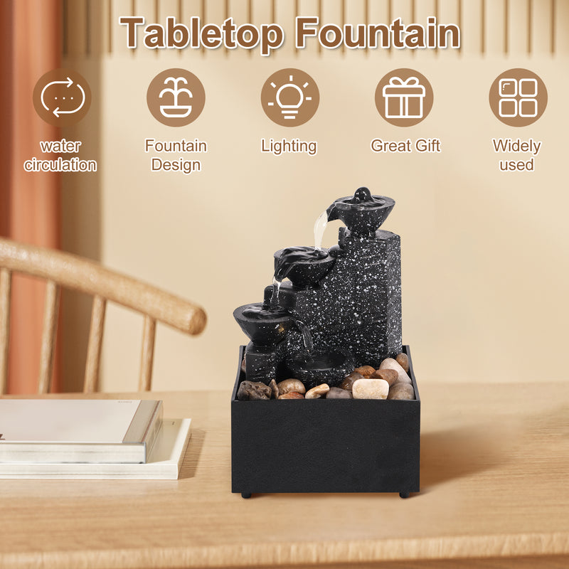 Tabletop Waterfall Fountain with Soft Lights – Relaxation Decor for Meditation & Home Rest