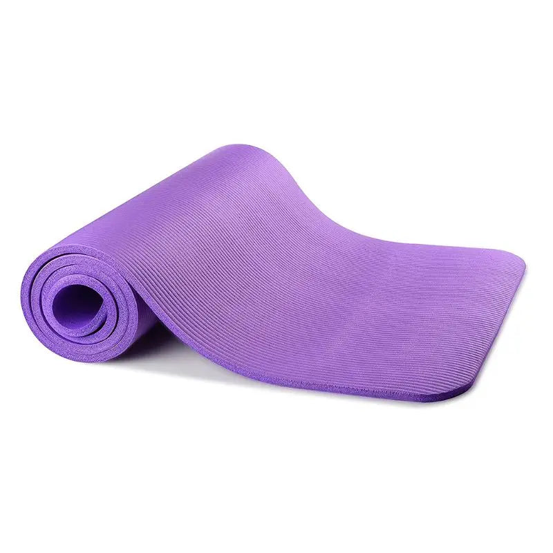 Non-Slip Yoga Mat – 10mm Thick NBR Exercise Mat for Home Gym, Pilates & Fitness with Carry Strap