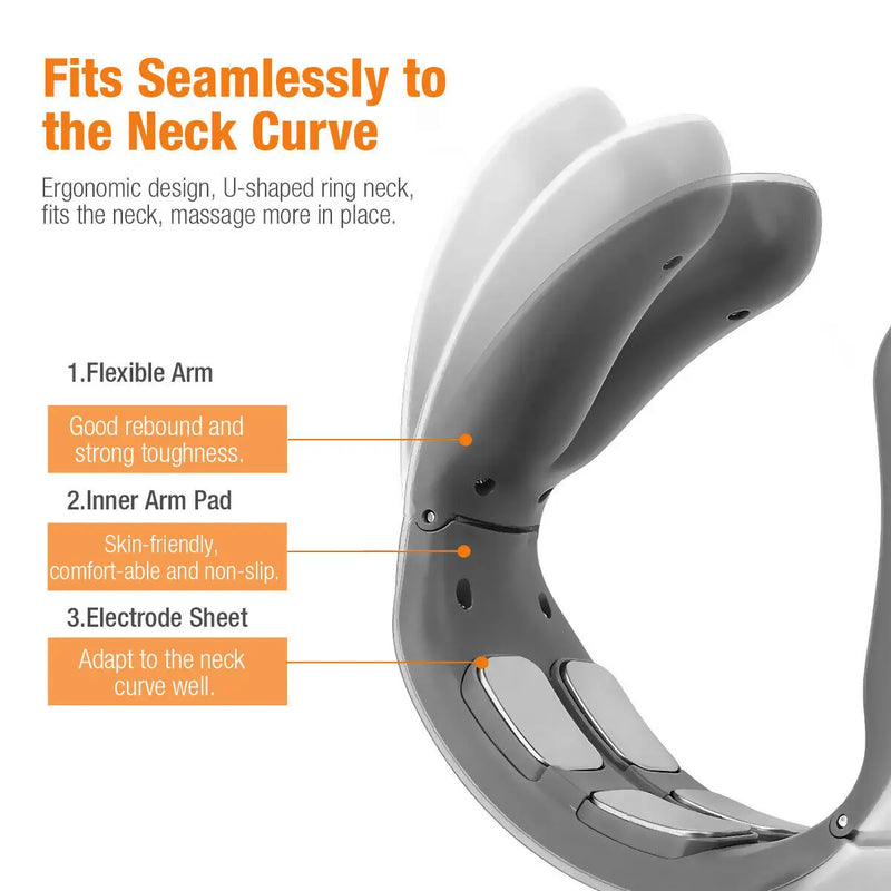 Neck Shoulder Pulse Massager  4 Head TENS Magnetic Pulse Heating Cervical Vertebra  Relief Massage