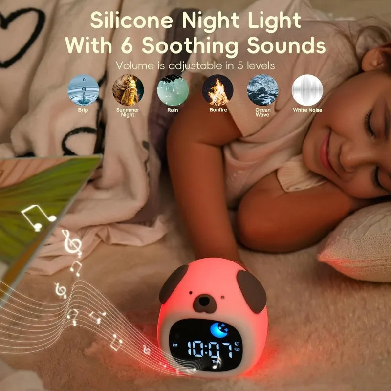 Kids Puppy-Shape Alarm Clock – Sleep Trainer with Touch Night Light & Digital Display