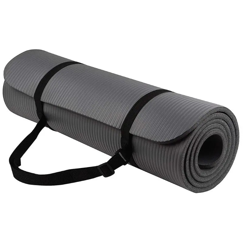 Non-Slip Yoga Mat – 10mm Thick NBR Exercise Mat for Home Gym, Pilates & Fitness with Carry Strap