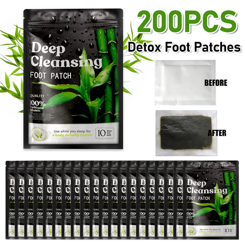 Detox Foot Patches – Stress Relief, Deep Sleep, Natural Bamboo Vinegar, Herbal Cleansing Pads