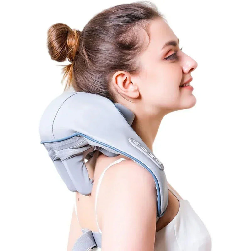 Portable Mini Shiatsu Neck & Trapezius Muscle Massager with Heat shawl