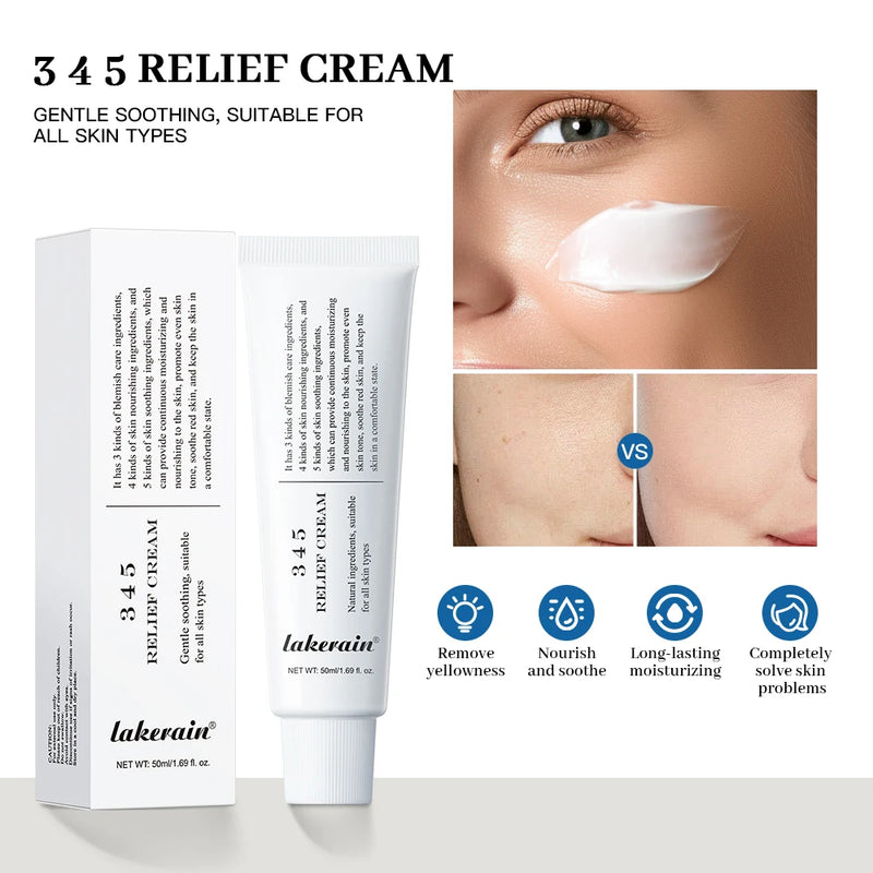 LAKERAIN345 Relief Cream – Moisturizing, Acne Treatment, Whitening, and Skin-Nourishing Solution