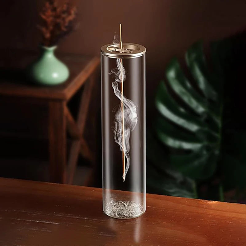 Modern Glass Incense Burner – Anti-Ash Floating Incense Holder with Removable Glass Catcher