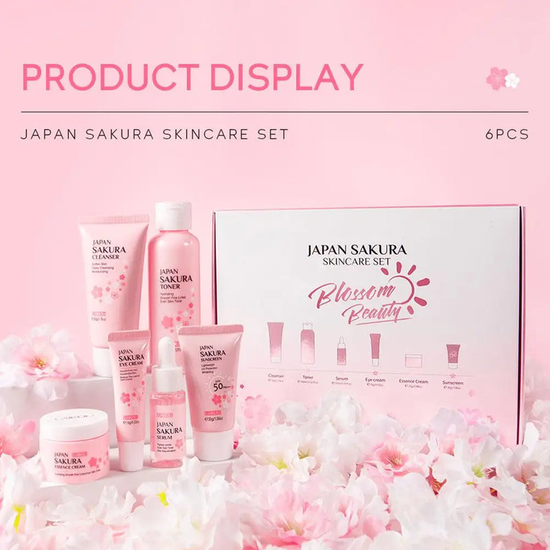 Skin care set Laikou sakura  – 6pcs facial kit with cleanser, toner & cream