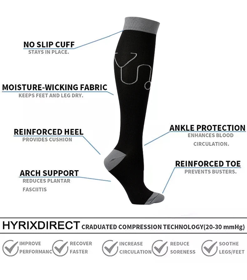 Nurse Compression Stockings  Anti-Fatigue, Varicose Veins Relief, and Sports Socks for Men and Women