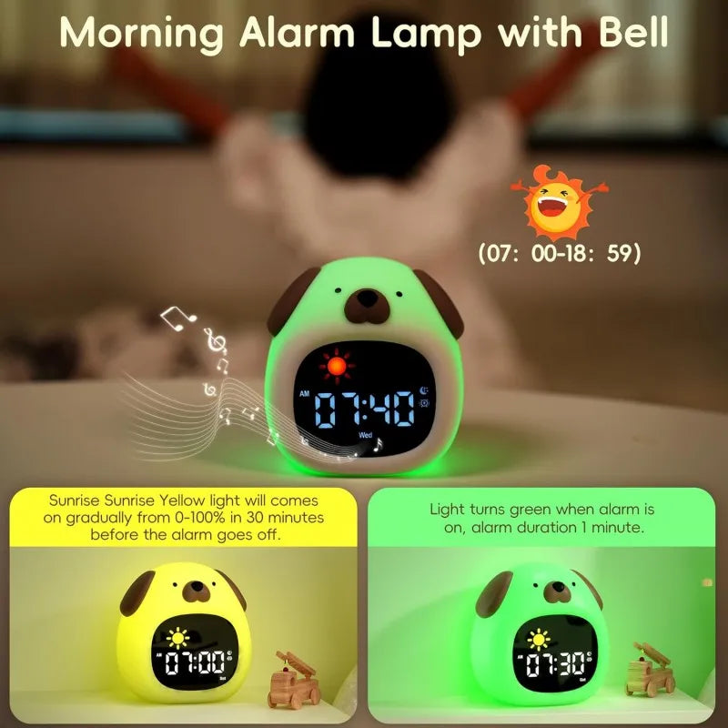 Kids Puppy-Shape Alarm Clock – Sleep Trainer with Touch Night Light & Digital Display