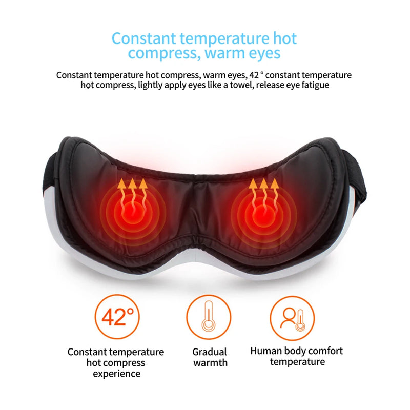 Eye Massager with Vibration, Airbag Pressure, Hot Compress, and Bluetooth Music