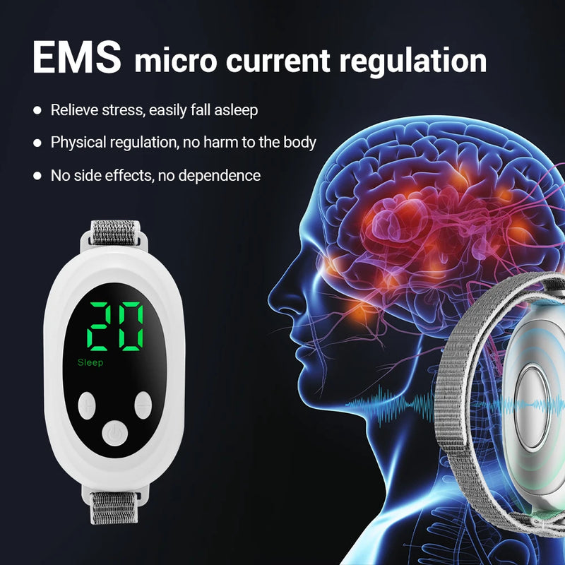 Microcurrent sleep aid device – ems sleep instrument for insomnia, stress, and anxiety relief