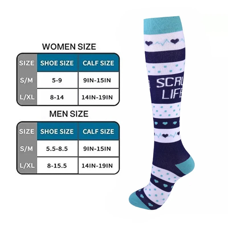 Nurse Compression Stockings  Anti-Fatigue, Varicose Veins Relief, and Sports Socks for Men and Women