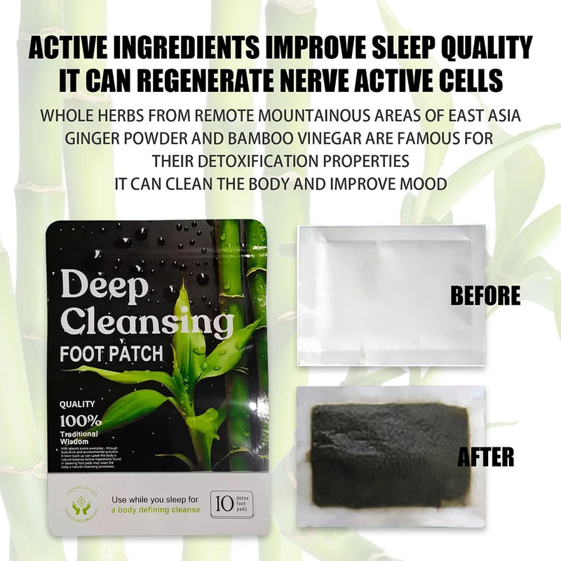 Detox Foot Patches – Stress Relief, Deep Sleep, Natural Bamboo Vinegar, Herbal Cleansing Pads