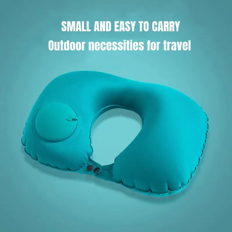 U-Shaped Inflatable Travel Pillow Portable Air Neck Support Cushion Sleeping Press to inflate pillow