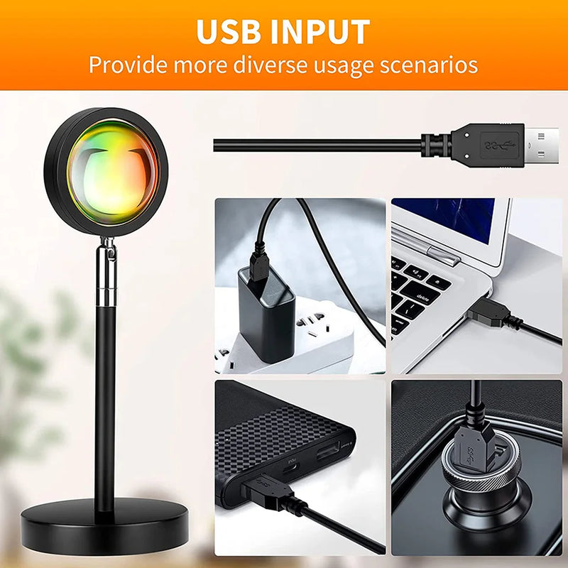 16 Colors RGB Photography Sunset Lamp Led Usb Projector Night Light Remote Neon Bedroom Home Wall