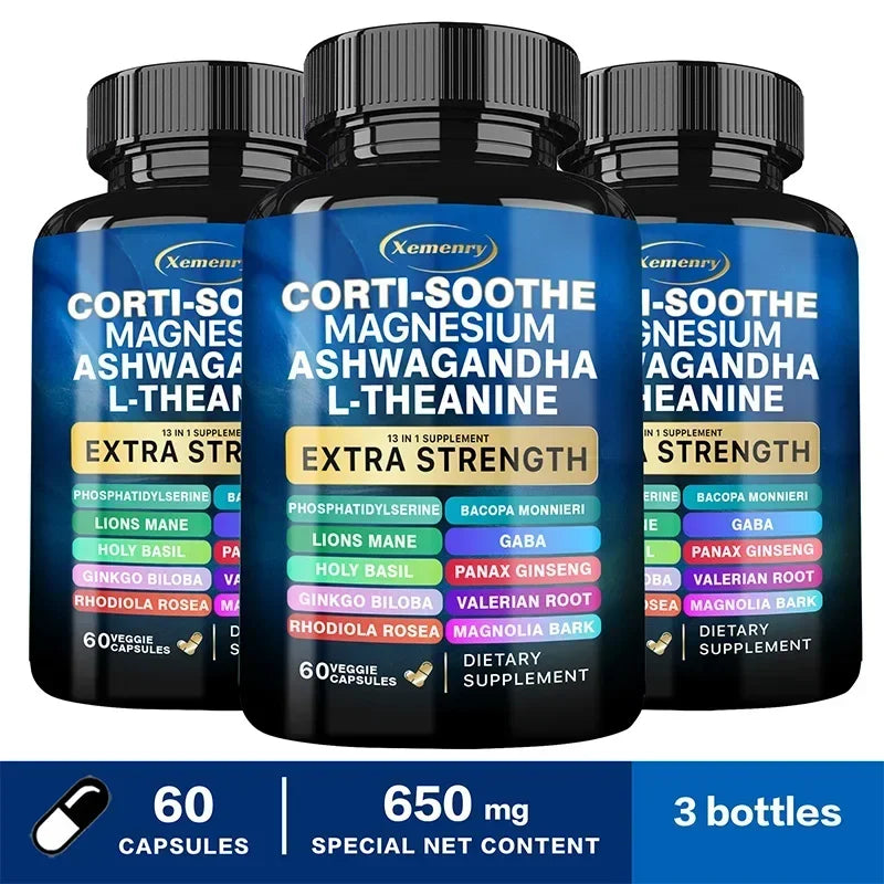 Corti-Soothe Cortisol with Magnesium, Ashwagandha, L-Theanine - Adrenal Support & Sleep Aid