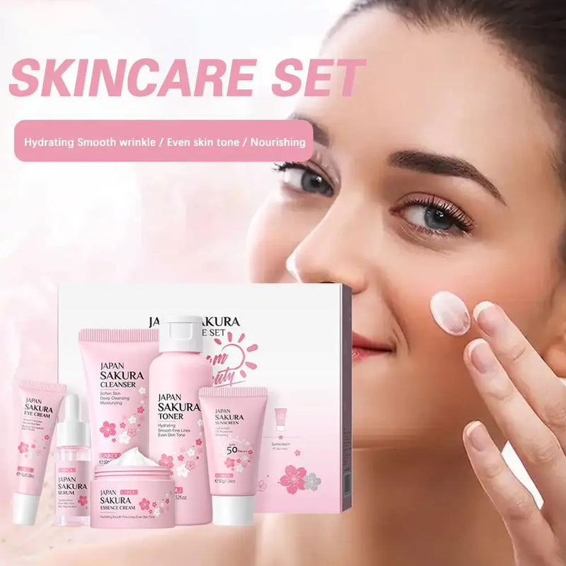 Skin care set Laikou sakura  – 6pcs facial kit with cleanser, toner & cream