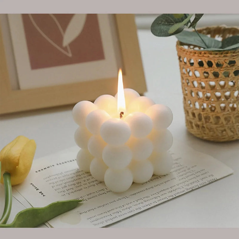 Handmade Bubble Cube Scented Candle – Soy Wax Aromatherapy for Home, Weddings & Parties