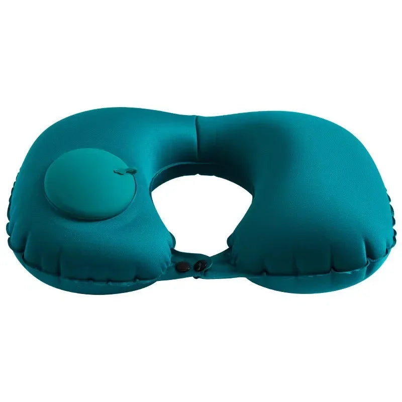 U-Shaped Inflatable Travel Pillow Portable Air Neck Support Cushion Sleeping Press to inflate pillow