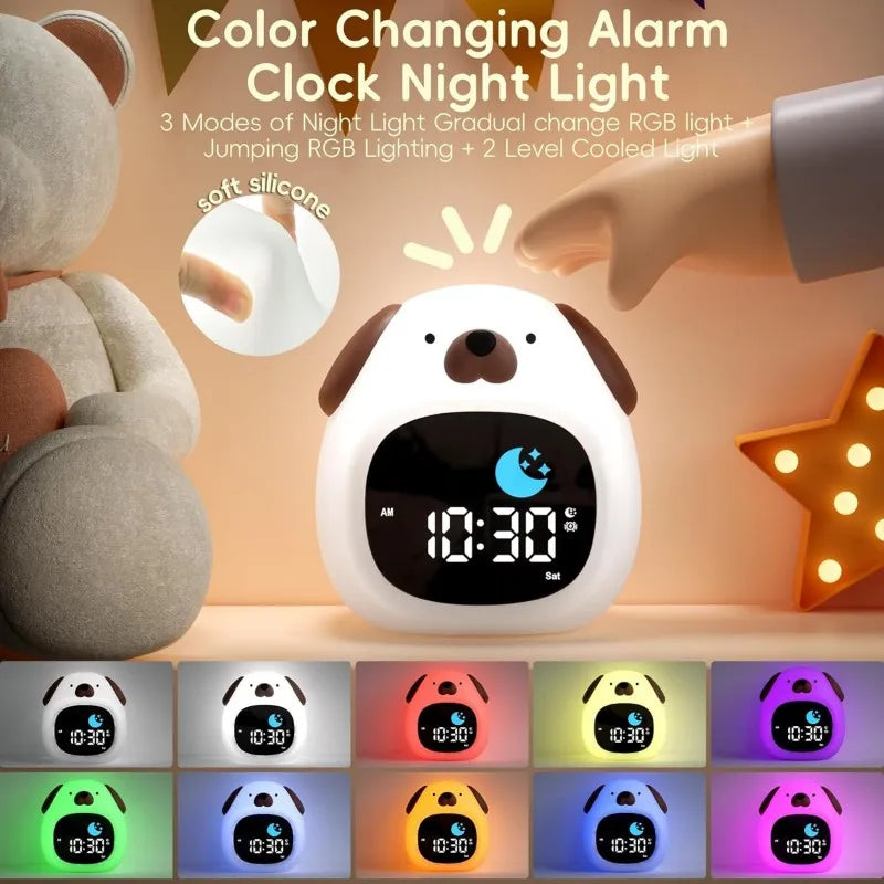 Kids Puppy-Shape Alarm Clock – Sleep Trainer with Touch Night Light & Digital Display