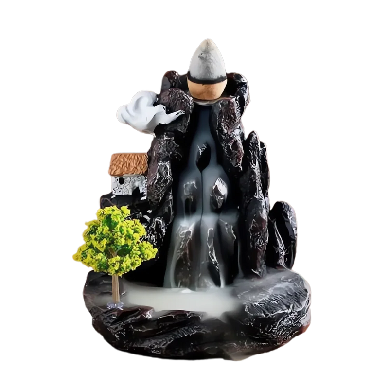 DEARTCO Resin Backflow Incense Burner – Zen Waterfall Aroma Holder for Smell Removal & Decoration