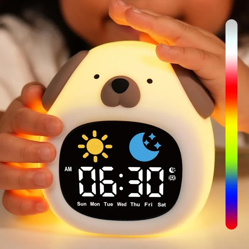 Kids Puppy-Shape Alarm Clock – Sleep Trainer with Touch Night Light & Digital Display