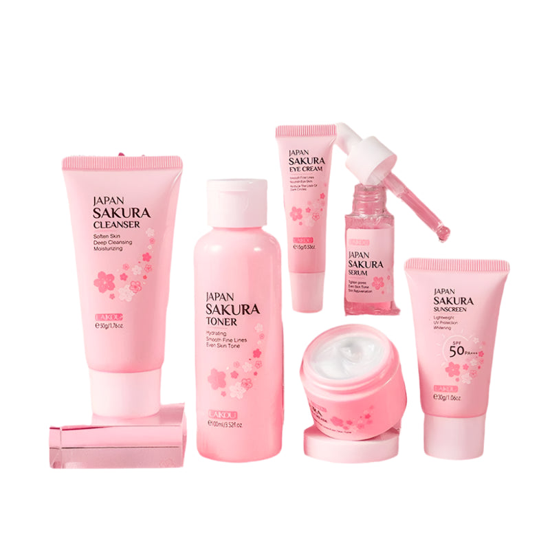 Skin care set Laikou sakura  – 6pcs facial kit with cleanser, toner & cream