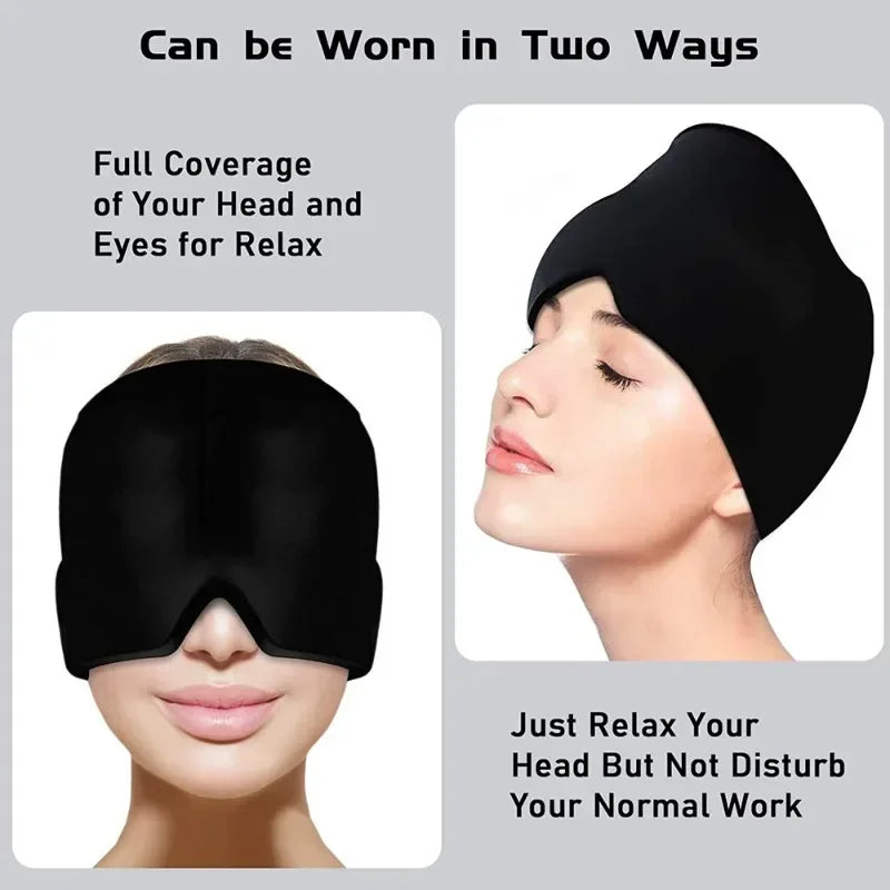 Wearable Hot Cold Therapy Cap – Migraine Relief, Stress & Pain Management Ice Hat Eye Mask