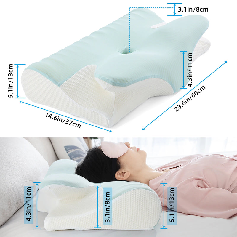 Memory Foam Pillow Bed Orthopedic Rebound Butterfly Shaped for Neck Pain Cervical Neck Stretcher