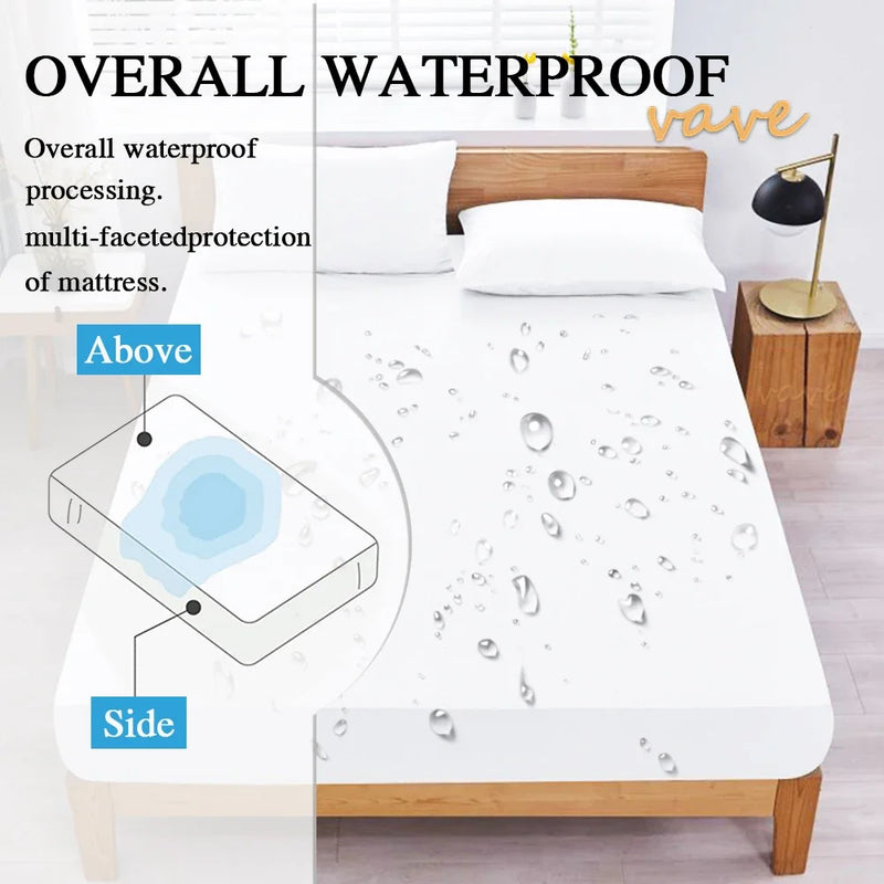 100% Waterproof Fitted Bed Sheet – Soft, Adjustable Mattress Cover with Elastic Band