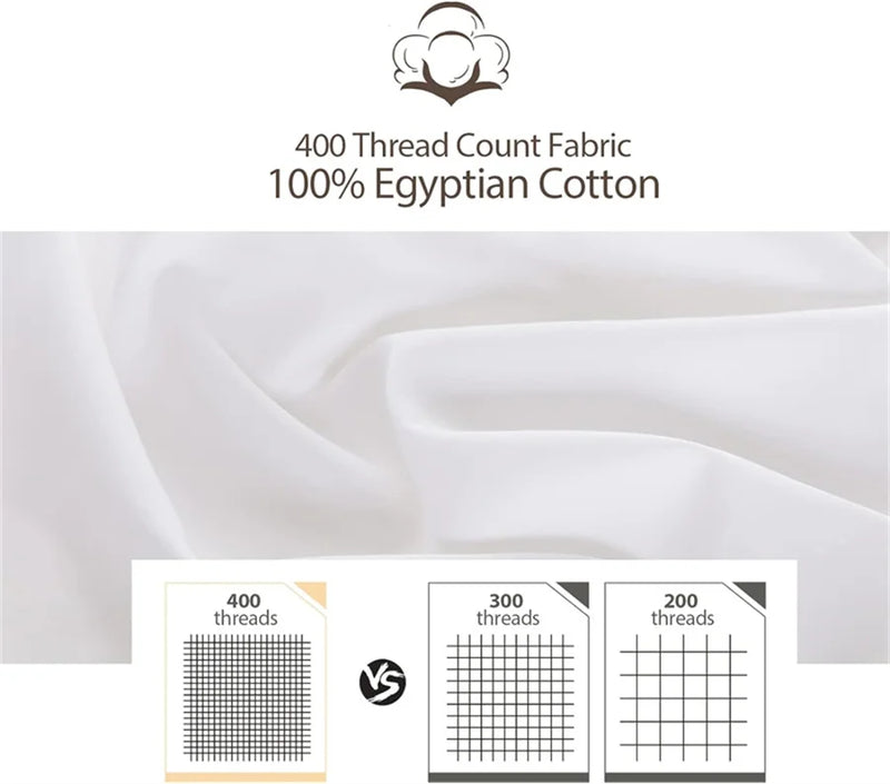 100% Egyptian Cotton Fitted Sheet with Elastic Bands | 400TC Pure Cotton Non-Slip Mattress Cover