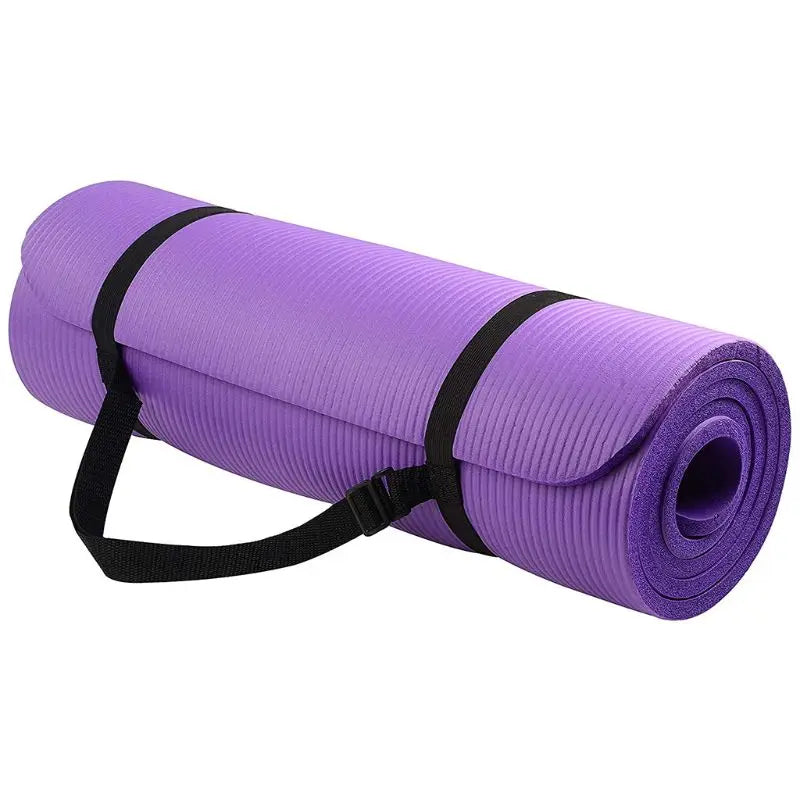 Non-Slip Yoga Mat – 10mm Thick NBR Exercise Mat for Home Gym, Pilates & Fitness with Carry Strap