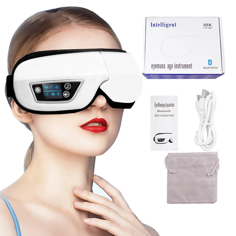 Eye Massager with Vibration, Airbag Pressure, Hot Compress, and Bluetooth Music