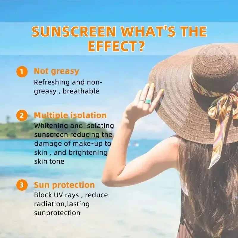 SPF 50 Sunscreen Cream – Face & Body Whitening Sunblock, UV Protection, Waterproof, Anti-Wrinkle