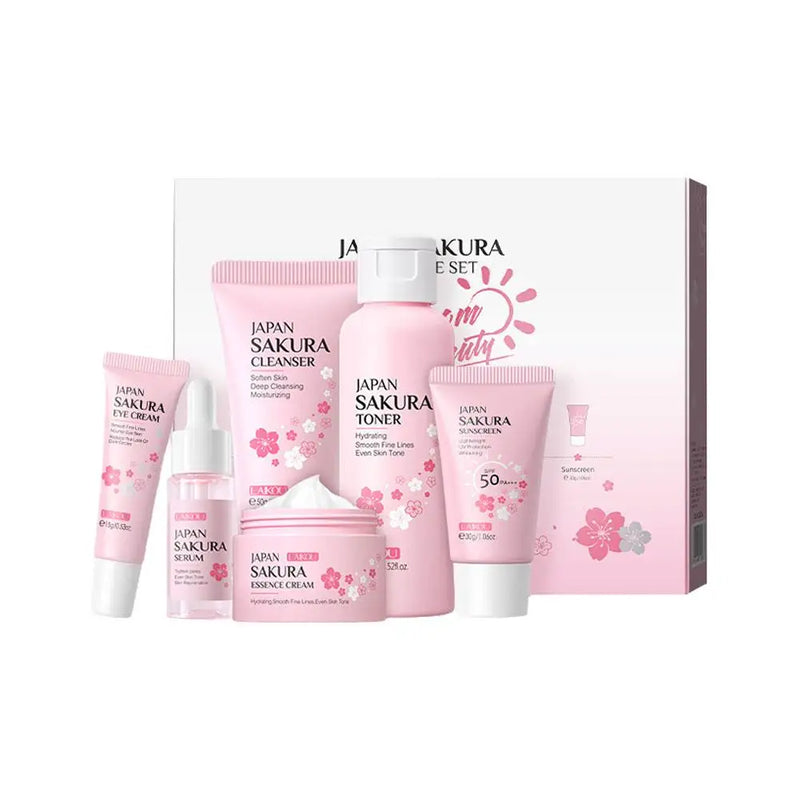 Skin care set Laikou sakura  – 6pcs facial kit with cleanser, toner & cream