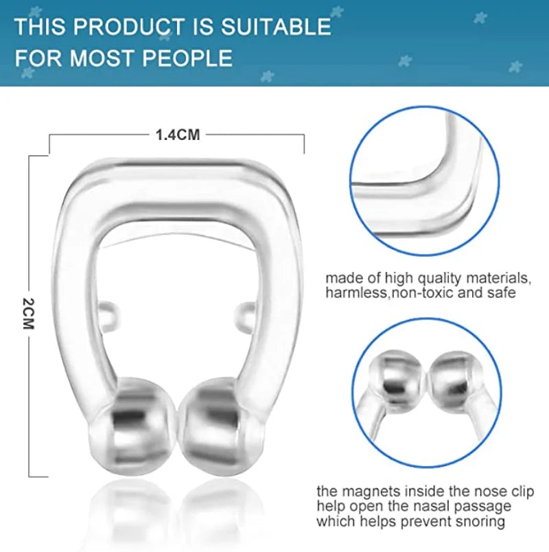 Anti-Snoring Magnetic Nose Clips – Silicone Sleep Aid for Easy Breathing & Apnea Relief