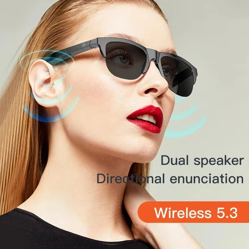 Smart Bluetooth Sunglasses with UV Protection, Waterproof Sports Headphones, and Noise Cancellation