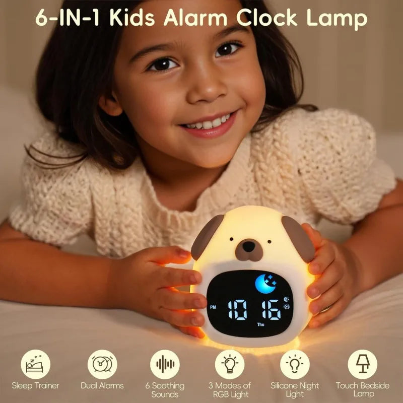 Kids Puppy-Shape Alarm Clock – Sleep Trainer with Touch Night Light & Digital Display