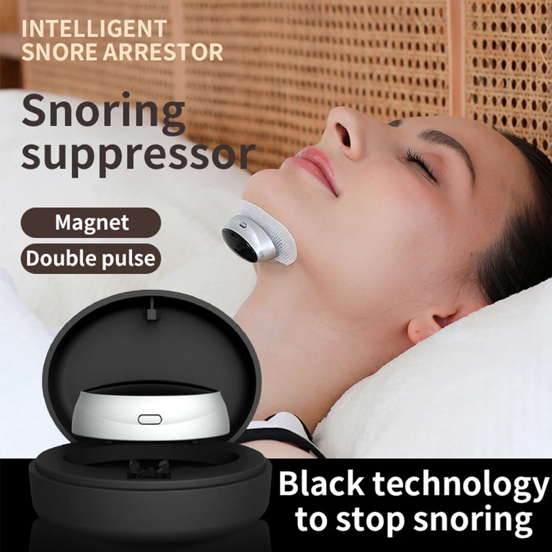 Smart Anti-Snoring Device with Breathing Correction, USB Rechargeable EMS Sleep Aid, Adjustable