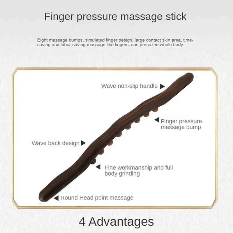 8-Bead Carbonized Wood Gua Sha Massage Stick – Full-Body Meridian Scraping Therapy & Muscle Relax