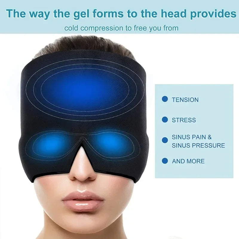 Wearable Hot Cold Therapy Cap – Migraine Relief, Stress & Pain Management Ice Hat Eye Mask