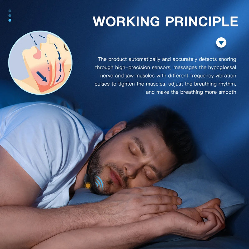 EMS Pulse Anti-Snoring Device | USB Rechargeable Sleep Apnea Aid | Smart Anti Snore Solution