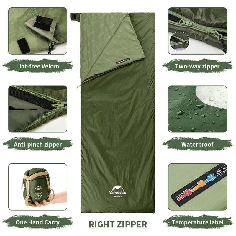 Naturehike Ultralight Sleeping Bag, 3-Season Waterproof Cotton Sleeping Bag for Camping & Hiking