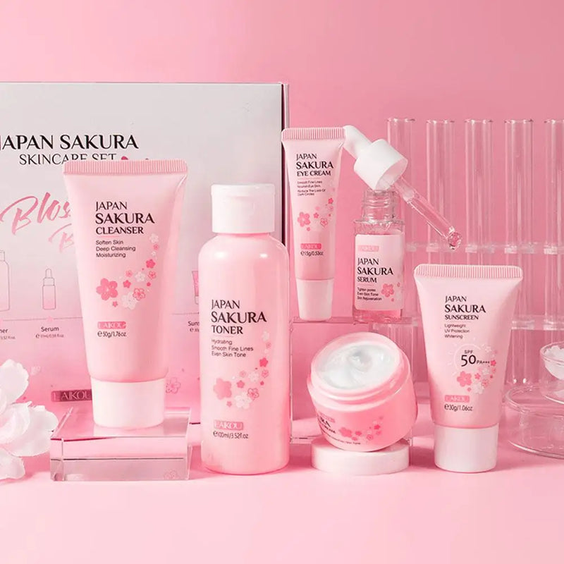 Skin care set Laikou sakura  – 6pcs facial kit with cleanser, toner & cream